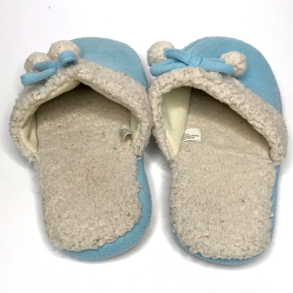 Old Navy Kids Fleece Slippers Size 3-4 Blue & Cream